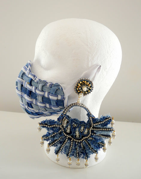 Reusable, Washable, Distressed, Denim, And Cotton Weave Face Mask