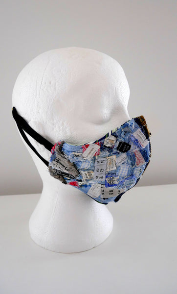 Reusable, Washable, Distressed, Label Denim Face Mask
