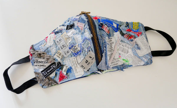 Reusable, Washable, Distressed, Label Denim Face Mask