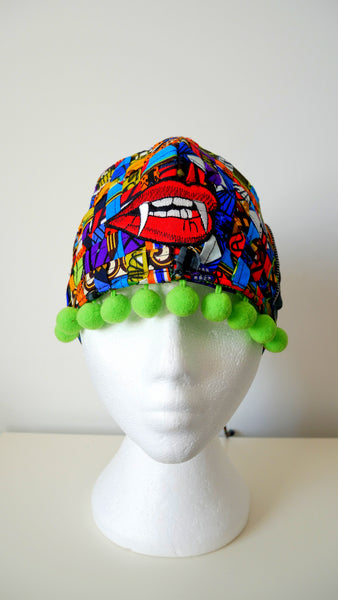 Reusable, Washable, Don't Bite Me, Mixed-Print, Weave Face Mask, With Pom-Poms