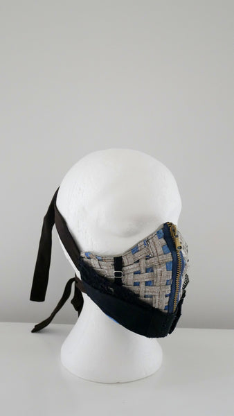 Reusable, Washable, Metallic Weave, Zipped, Brassiere, Denim Face Mask
