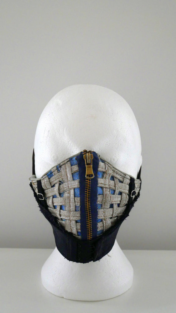 Reusable, Washable, Metallic Weave, Zipped, Brassiere, Denim Face Mask