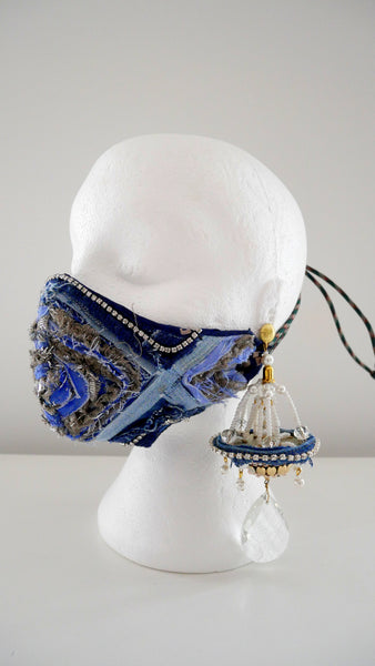 Reusable, Washable, Metallic, And  Denim Chevron, Rhinestones Face Mask