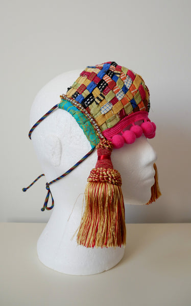 Reusable, Washable, Mixed Textile Print, Weave Face Mask, With Tassels