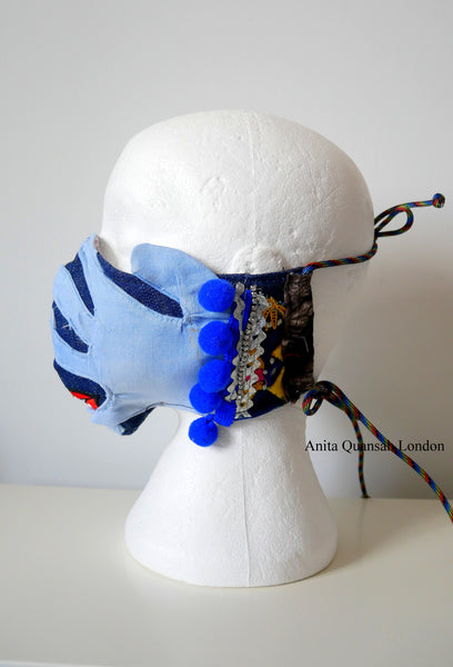 Reusable, Washable, Oh, No! What Have I Done?  Denim Face Mask With Lips