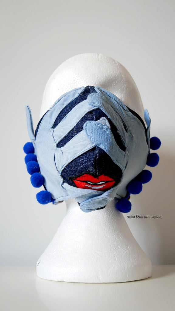 Reusable, Washable, Oh, No! What Have I Done?  Denim Face Mask With Lips