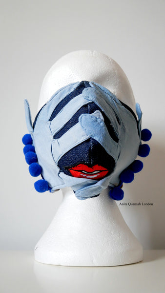 Reusable, Washable, Oh, No! What Have I Done?  Denim Face Mask With Lips