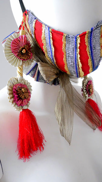 Reusable, Washable, Patch Work, Woven Aso-Oke Face Mask With Detachable Earrings