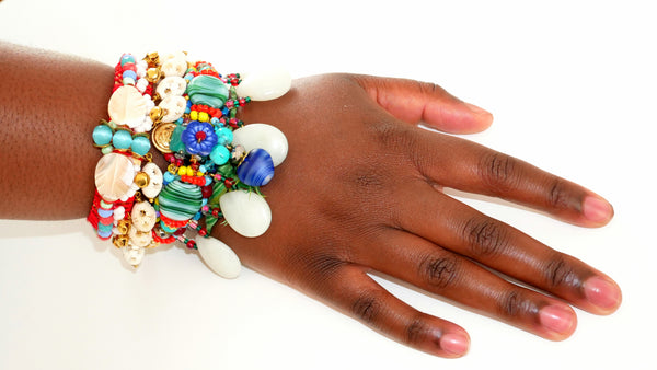 Somadina Multi Beaded and White Turquoise Bracelet