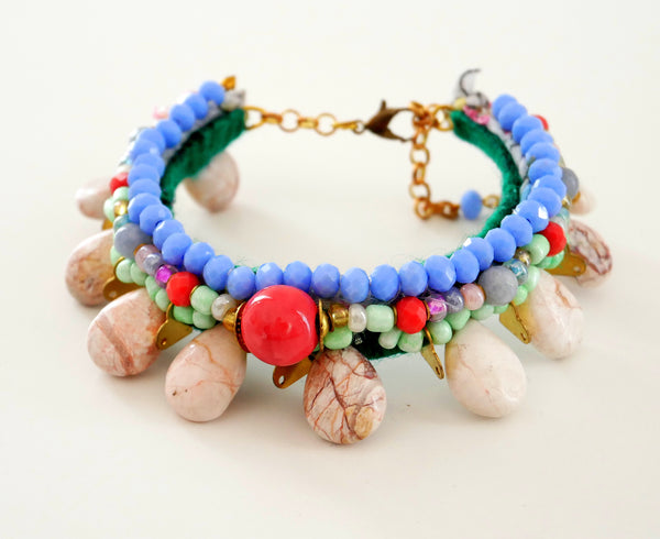 Somadina Multi Beaded and White Turquoise Bracelet