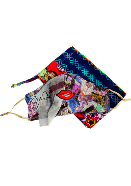 What's Behind The Veil Reusable Washable Applique And Embroidered Face Mask With Red Lips