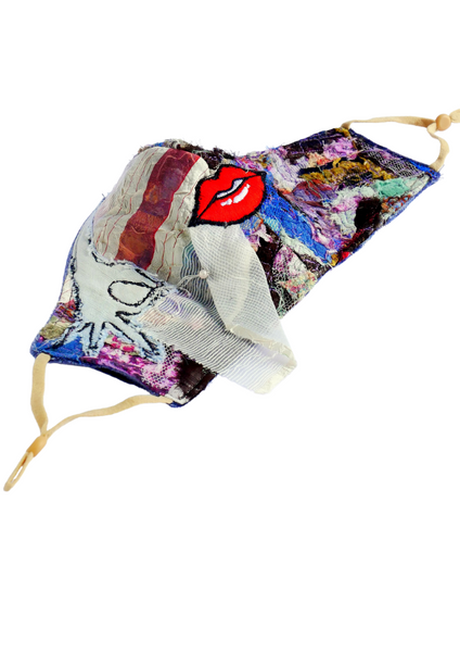 What's Behind The Veil Reusable Washable Applique And Embroidered Face Mask With Red Lips