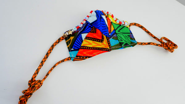 Washable, Reusable, African Print Child Affirmation Patchwork Face Mask