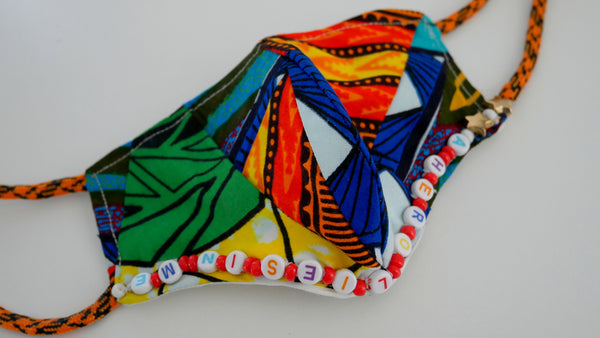 Washable, Reusable, African Print Child Affirmation Patchwork Face Mask