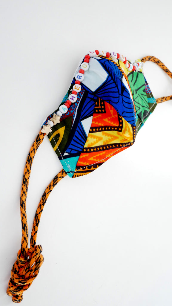 Washable, Reusable, African Print Child Affirmation Patchwork Face Mask