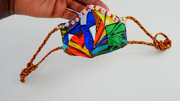 Washable, Reusable, African Print Child Affirmation Patchwork Face Mask