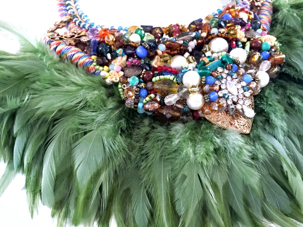 Celia Multi-Stone Feather Statement Necklace