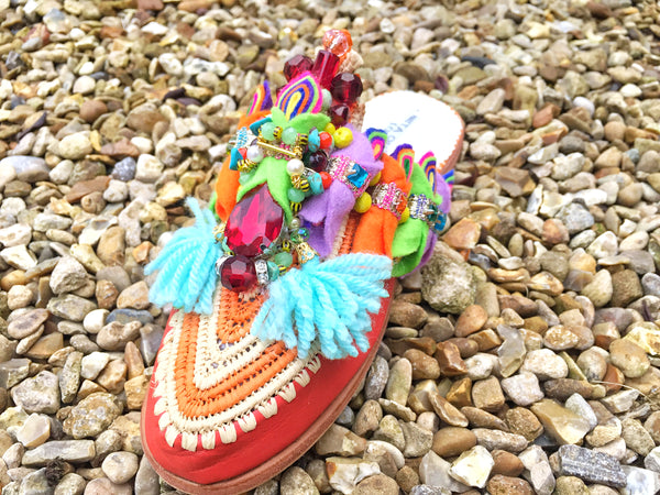 Yatzil Colourful Embellished Beaded Tassel Slippers