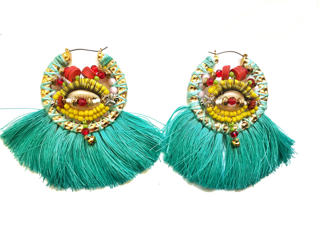 Tulay Embellished Statement Hoop Earrings