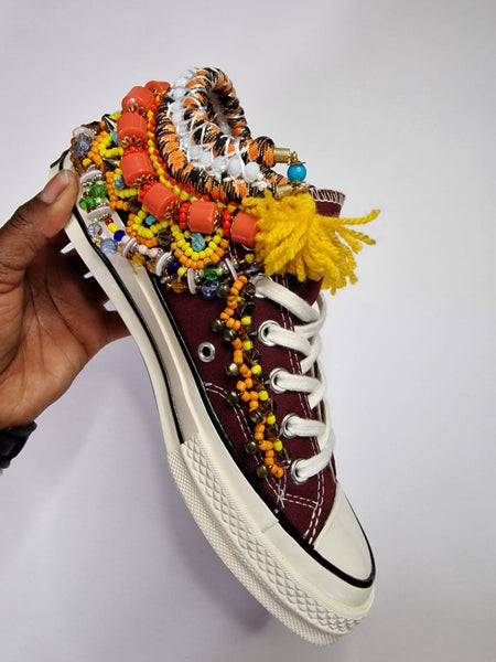 Reina Beaded Embellished High Top Custom Converse Chuck Taylors All-Star Sneakers