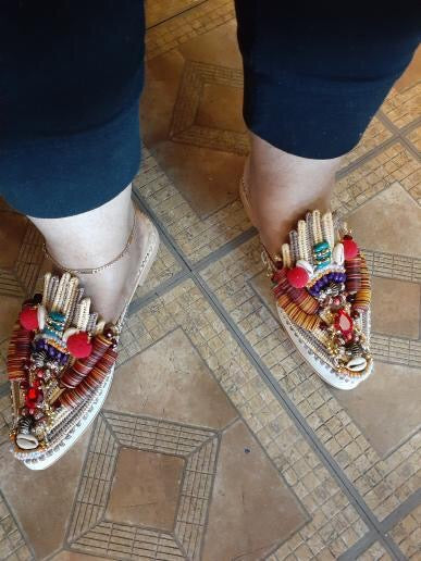 Zuly Multi-Beaded Embellished Raffia And Leather Slippers