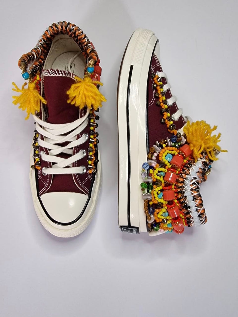 Reina Beaded Embellished High Top Custom Converse Chuck Taylors All-Star Sneakers