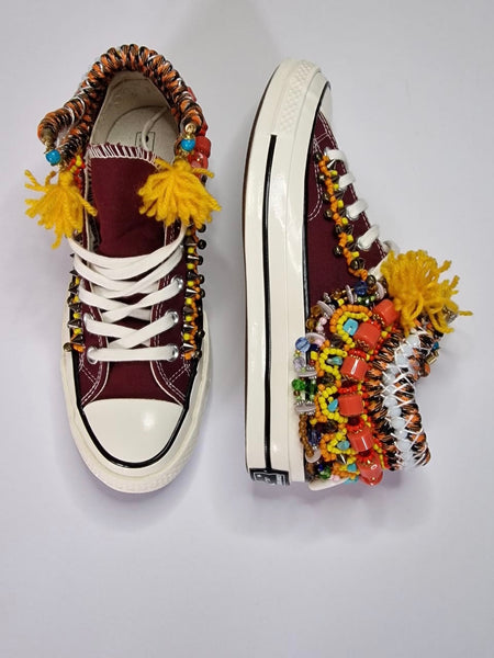Reina Beaded Embellished High Top Custom Converse Chuck Taylors All-Star Sneakers