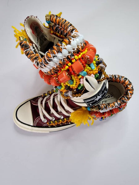 Reina Beaded Embellished High Top Custom Converse Chuck Taylors All-Star Sneakers