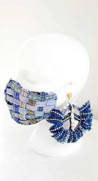 Reusable, Washable, Distressed, Denim Weave Face Mask