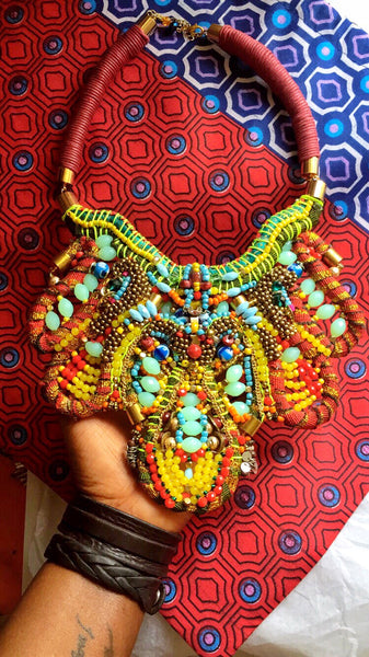 Amya Beaded Multi-Stone Statement Necklace