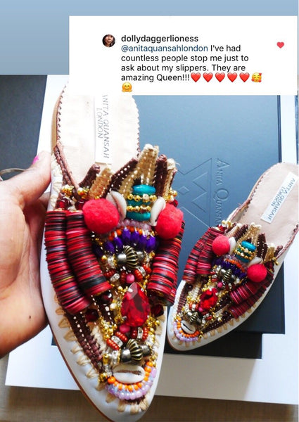 Zuly Multi-Beaded Embellished Raffia And Leather Slippers