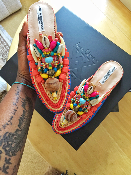 Mara Embellished Beaded Raffia And Leather Slippers