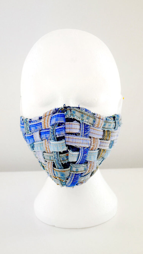 Reusable, Washable, Distressed, Denim Weave Face Mask