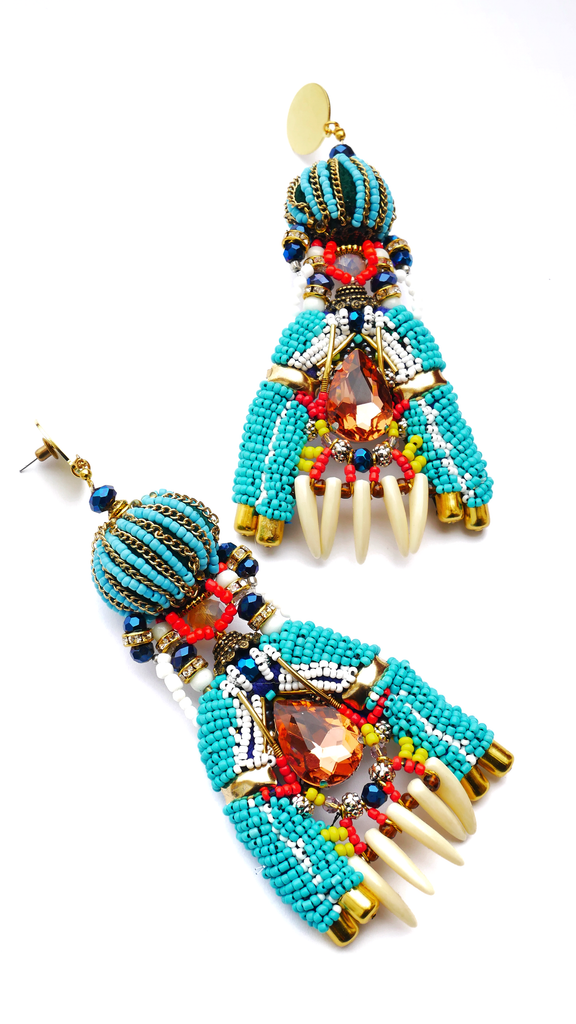 Avery Multi-Beaded Crystal-Embellished Drop Earrings