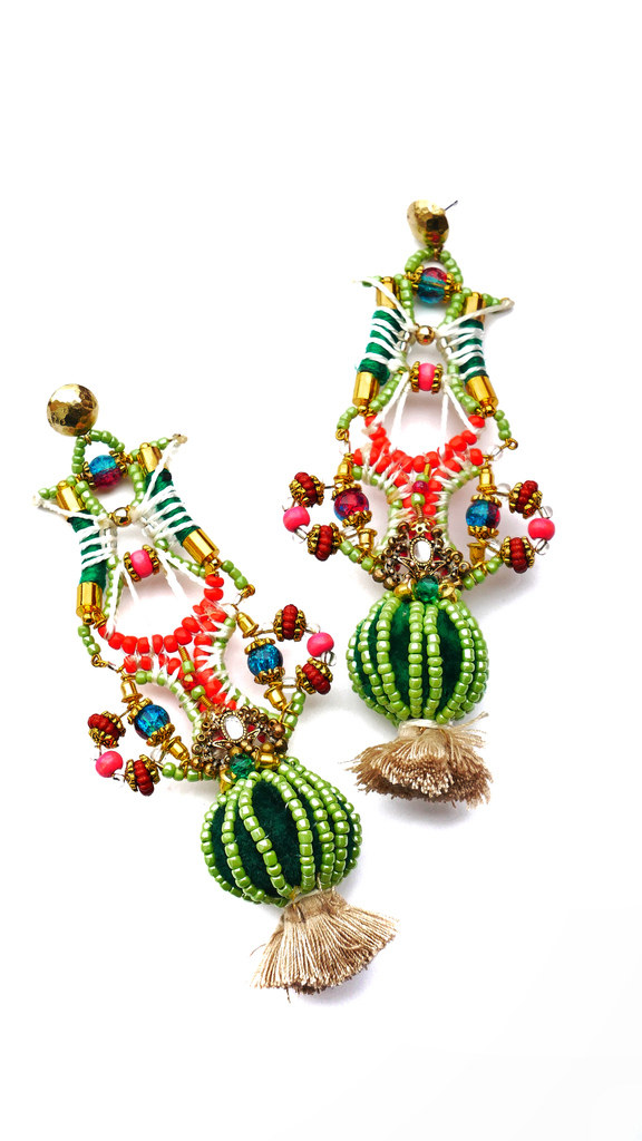 Tamsin Embellished Beaded Tassel Drop Earrings