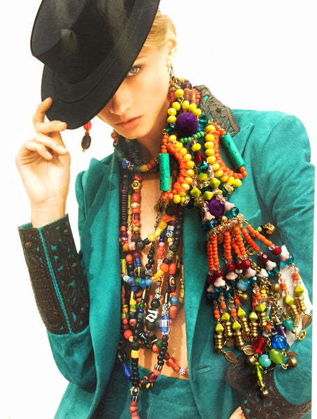 Rhea Beaded Crystal Charm Earrings.