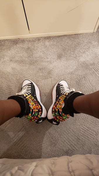 Colourful Beaded Five Layered Multi stranded Shoe Chain, Shoe Bracelet and Charms for Boots and High-top Converse