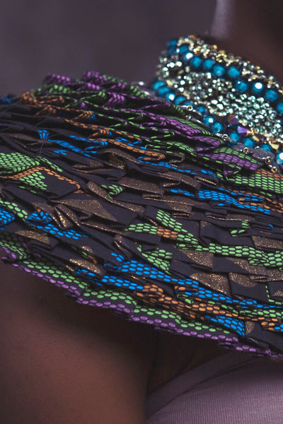 Naima Beaded Embellished African Wax Print Neckpiece