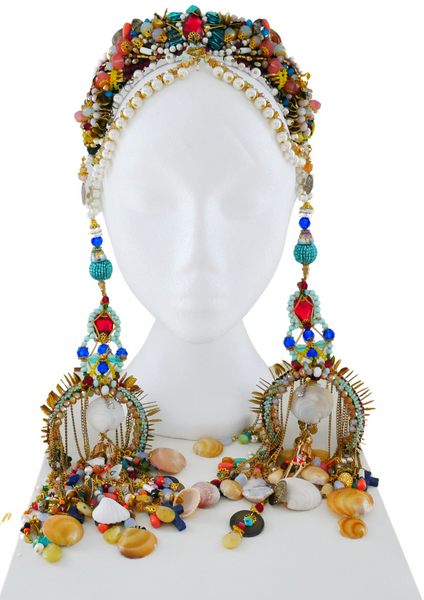 Oceana Royale Bohemian Luxe Shell & Beaded Statement Headpiece – Festival & Bridal Crown