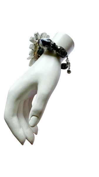 Celestial Bloom Howlite & Agate Gemstone Bracelet 