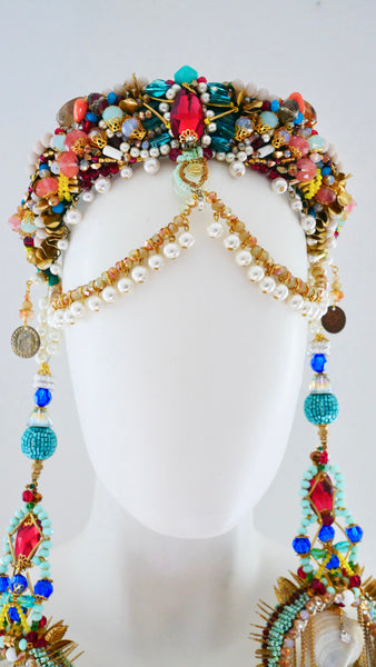 Oceana Royale Bohemian Luxe Shell & Beaded Statement Headpiece – Festival & Bridal Crown