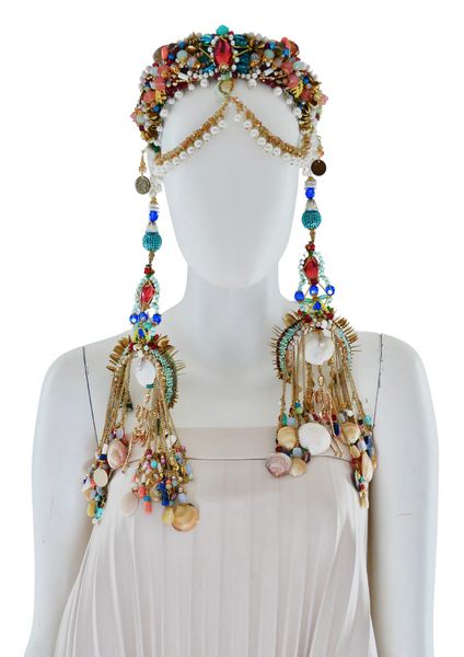 Oceana Royale Bohemian Luxe Shell & Beaded Statement Headpiece – Festival & Bridal Crown