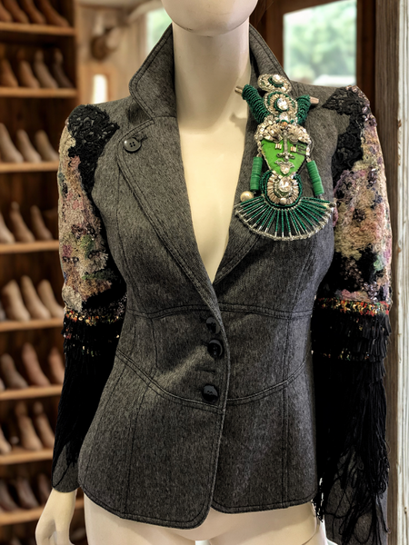 Goddess Isis Beaded Crystal Handcrafted Figurine Statement Pin Brooch 