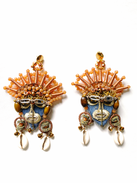 Ada Isi Akụ Copper & Crystal Cone Statement Earrings