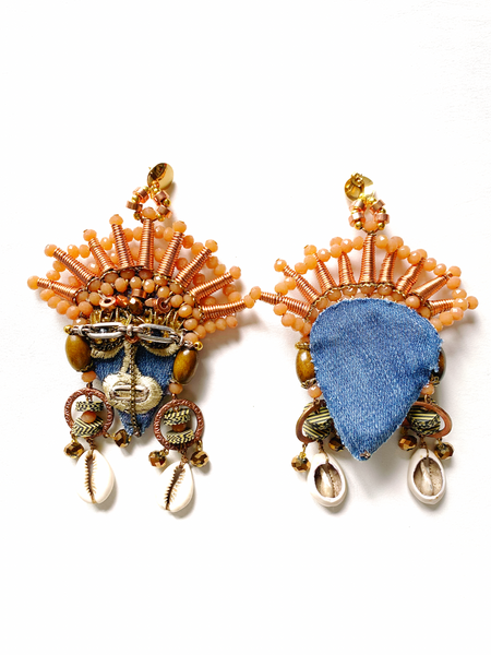 Ada Isi Akụ Copper & Crystal Cone Statement Earrings
