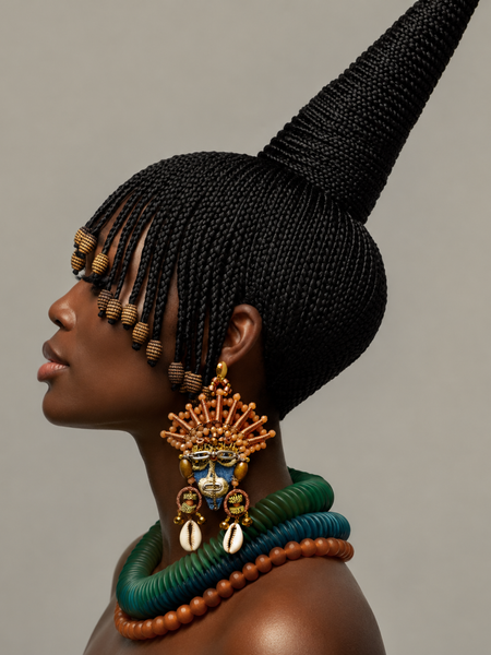 Ada Isi Akụ Copper & Crystal Cone Statement Earrings