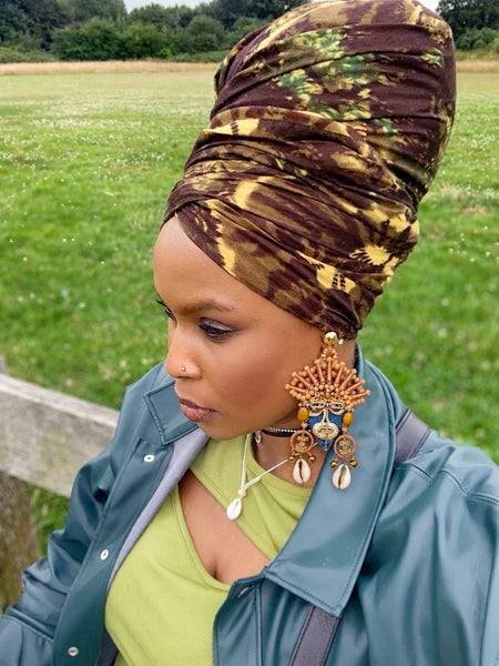 Ada Isi Akụ Copper & Crystal Cone Statement Earrings