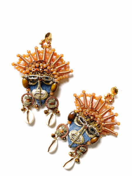 Ada Isi Akụ Copper & Crystal Cone Statement Earrings