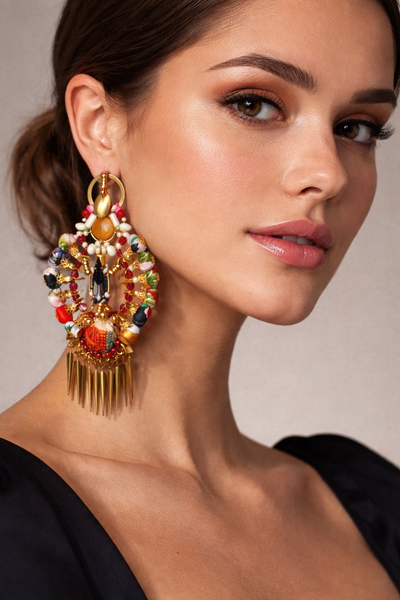 Athena Swarovski Crystal-Embellished Brass Tassel Drop Earrings