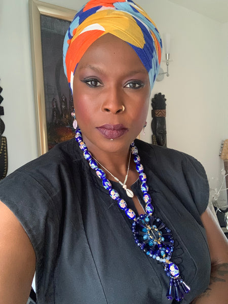 Blue Agate & Swarovski Crystal Statement Necklace.